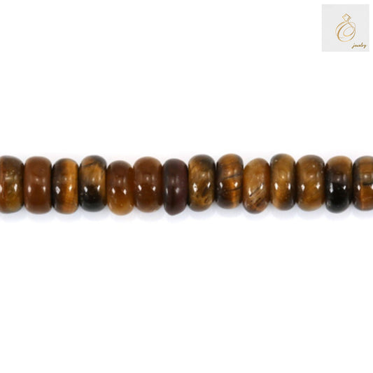 Close-up view of Tiger's Eye Heishi Beads showing natural chatoyancy and golden-brown patterns