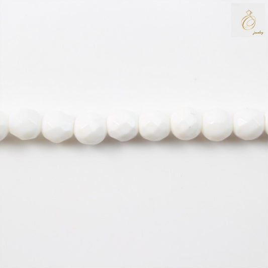 4mm Tridacnidae faceted round beads on white background"
"Natural shell beads strand showing faceted surface detail"
"Close-up of 4mm round Tridacnidae beads with 0.8mm holes"
"39-40cm strand of natural Tridacnidae faceted round beads