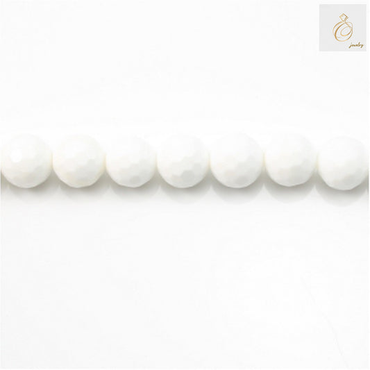 Tridacnidae faceted round beads 6mm diameter natural shell beads strand"
"Natural shell beads with faceted surface, 6mm round beads for jewelry making"
"Close-up view of Tridacnidae faceted beads showing quality and finish