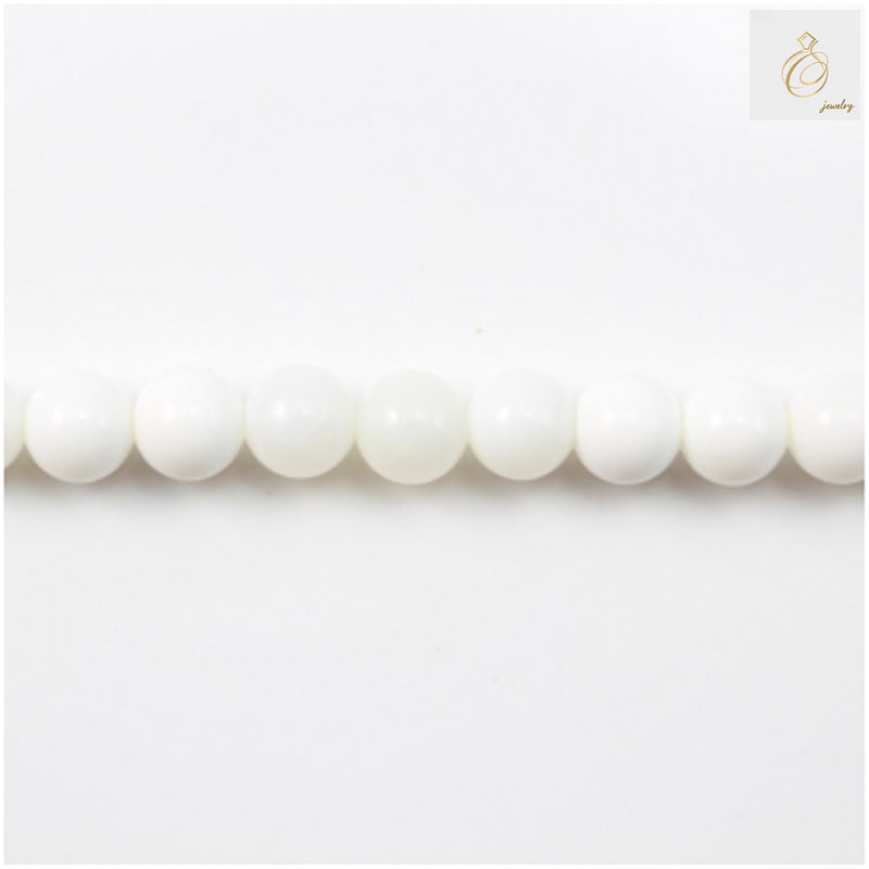 Natural Tridacna shell round beads 4mm diameter on strand"
"White Tridacna shell beads for jewelry making 39-40cm strand"
"Premium quality round shell beads with natural luster