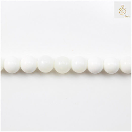 Natural Tridacna shell round beads 4mm diameter on strand"
"White Tridacna shell beads for jewelry making 39-40cm strand"
"Premium quality round shell beads with natural luster