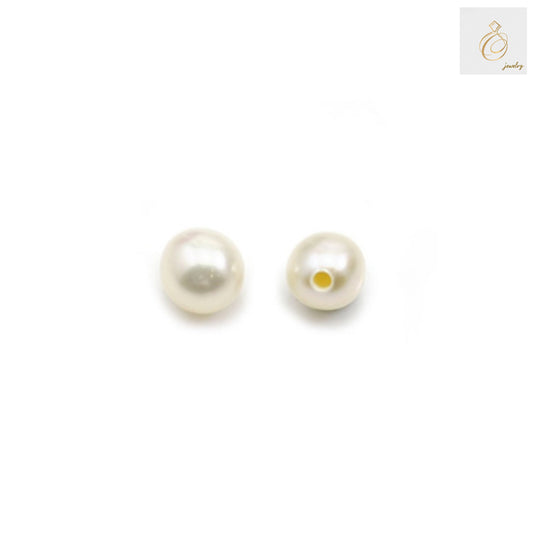 White freshwater cultured pearls, half-drilled round shape, 4.5-5mm size, pack of 10 pieces for jewelry making