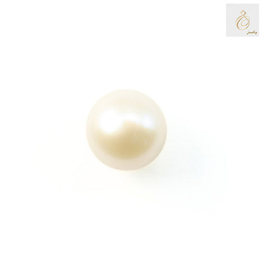 White freshwater cultured pearls, half-drilled round beads 5-5.5mm diameter, 2 pieces pack for jewelry making