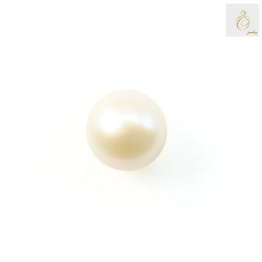 White freshwater cultured pearls, half-drilled round shape, 5.5-6mm diameter, jewelry making supplies, 2 pieces pack