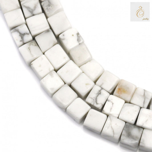 White howlite cube beads 4mm with 0.8mm holes on 39cm strand"
"Natural white howlite square beads for jewelry making
