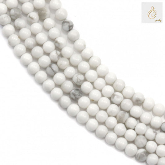 White howlite round beads 2mm diameter on strand for jewelry making"
"Natural white howlite gemstone beads 2mm round shape 15.5 inch strand