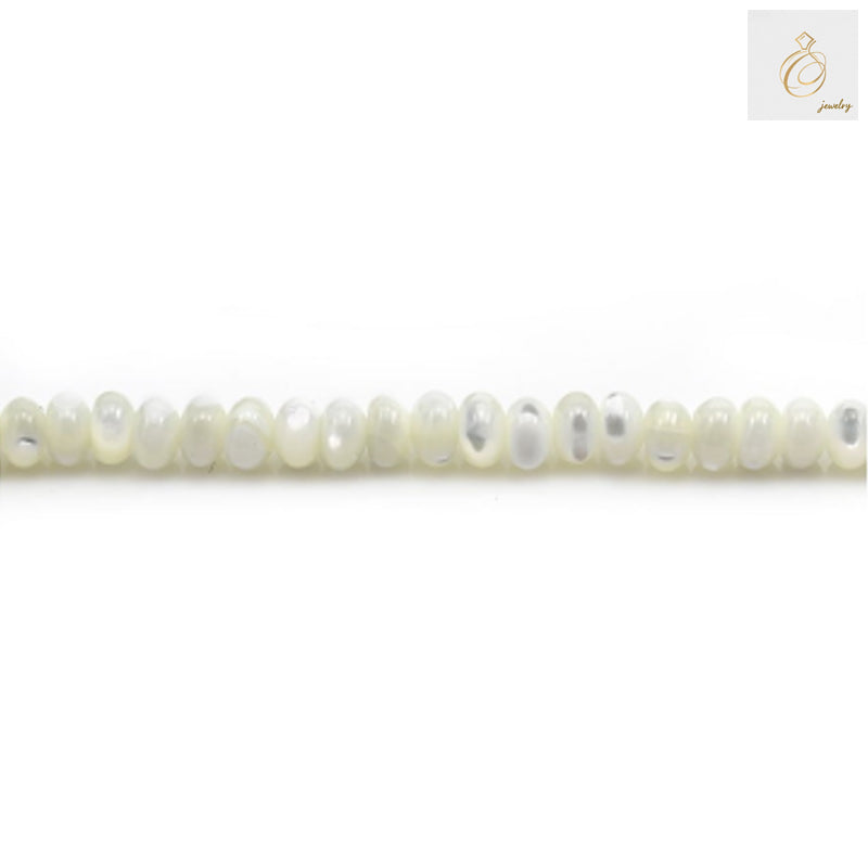 White mother of pearl shell abacus beads strand, 3x4mm size, natural lustrous finish, approximately 150 beads per strand for jewelry making