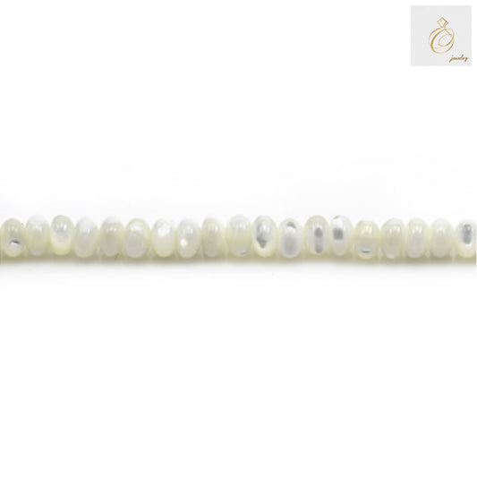 White mother of pearl shell abacus beads strand, 3x4mm size, natural lustrous finish, approximately 150 beads per strand for jewelry making