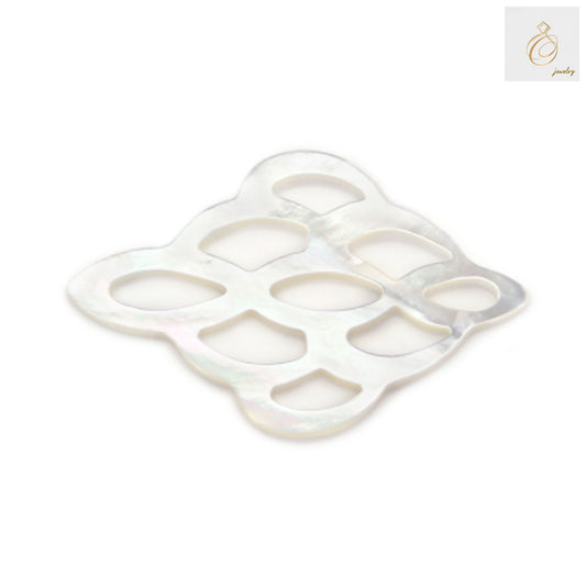White mother-of-pearl shell Chinese knot bead 25x40mm with natural lustrous finish for jewelry making
