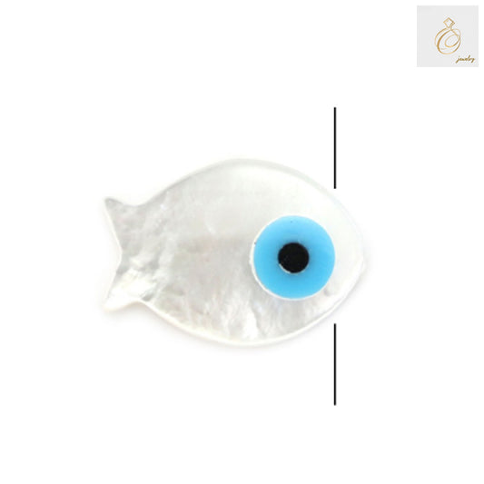 White mother-of-pearl fish-shaped shell bead 12x17mm - premium jewelry making supply with natural iridescent luster