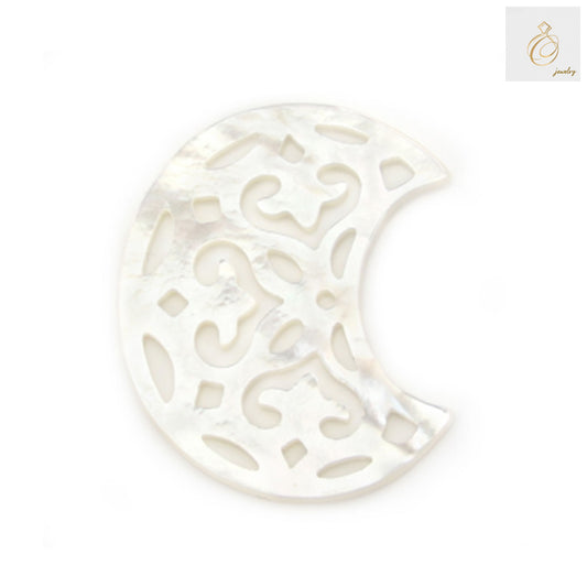 White mother-of-pearl shell moon bead 23x26mm for jewelry making