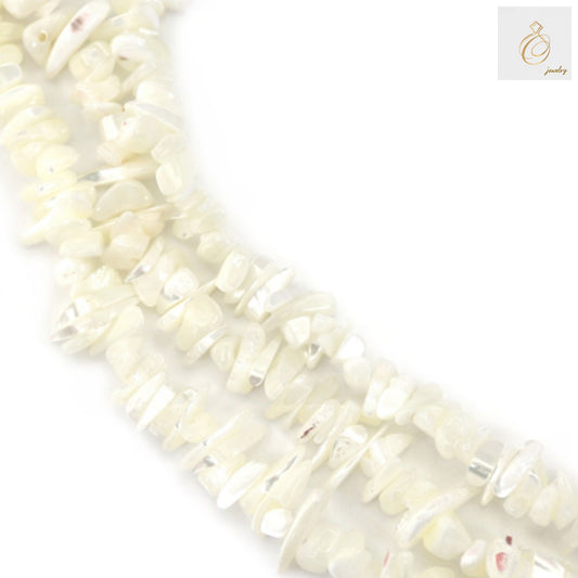 White mother of pearl chip beads strand 39-40cm length with 1mm holes for jewelry making