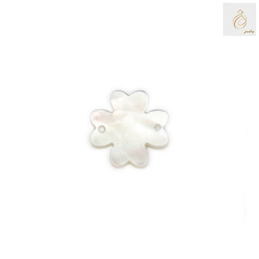 White mother-of-pearl shell clover charm connectors, 12mm diameter, jewelry making supplies