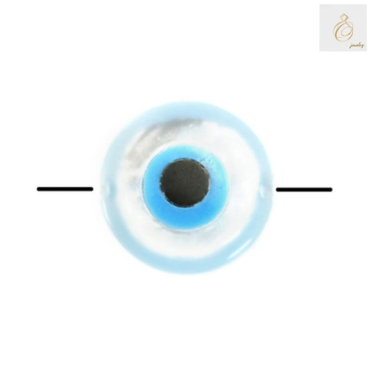 White mother-of-pearl evil eye beads, 5mm round shell beads with 0.8mm holes, set of 2 pieces for jewelry making