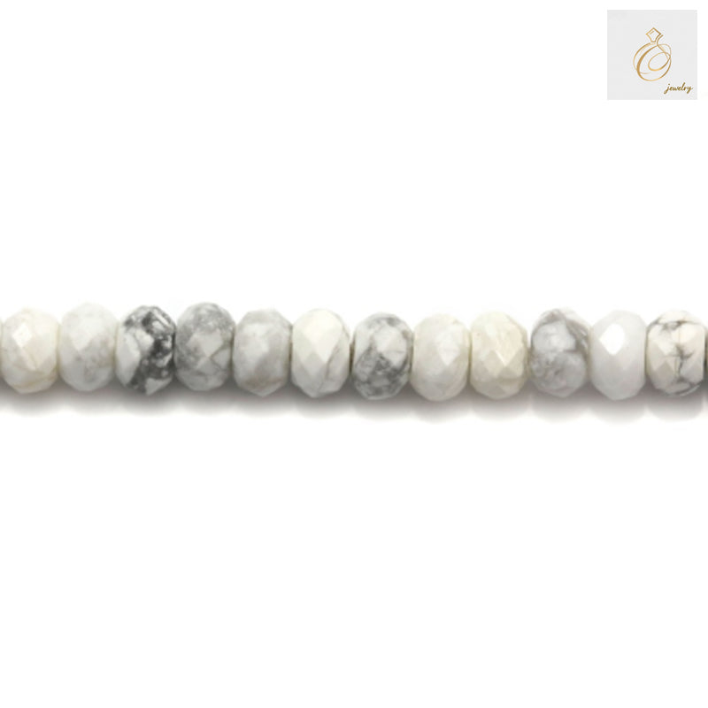 39-40cm strand of premium white howlite beads for jewelry making projects"
"Natural white howlite faceted beads displaying elegant cut and smooth finish