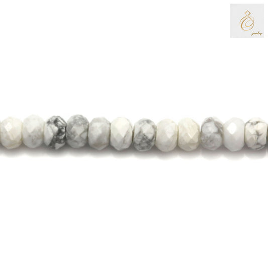 39-40cm strand of premium white howlite beads for jewelry making projects"
"Natural white howlite faceted beads displaying elegant cut and smooth finish