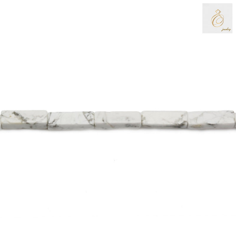 White howlite gemstone beads with 0.8mm holes perfect for threading"
"Natural white howlite rectangle beads strand measuring 39-40cm in length