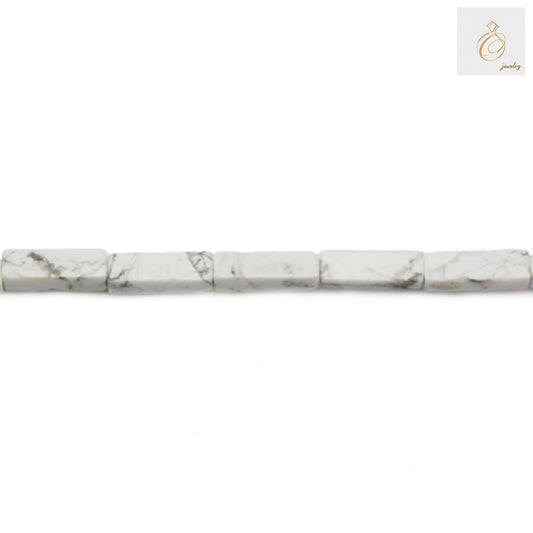 White howlite gemstone beads with 0.8mm holes perfect for threading"
"Natural white howlite rectangle beads strand measuring 39-40cm in length