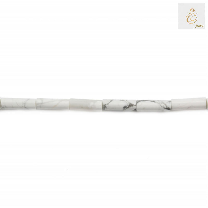 White howlite tube beads strand 39-40cm length for crafting