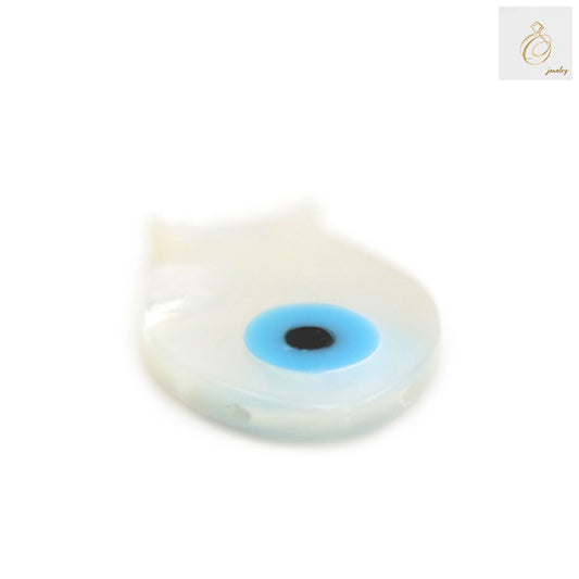 Close-up view of white mother-of-pearl fish shell bead showing natural texture and lustrous finish - 12x17mm size