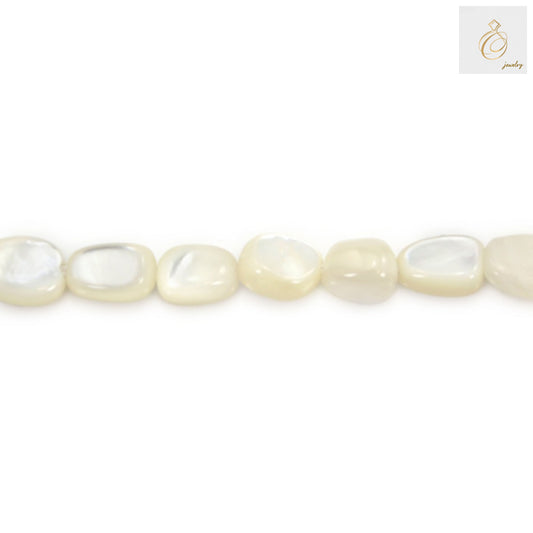 White mother-of-pearl baroque beads, 6-8mm irregular shaped natural pearls on strand