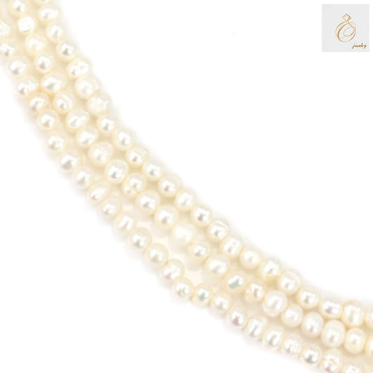 White freshwater cultured pearl strand 3-4mm oval irregular pearls"
"Premium white cultured pearls 39-40cm strand for jewelry making