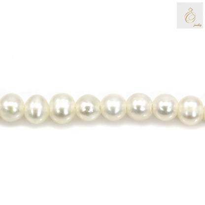 White freshwater cultured pearl strand, 3-4mm round pearls, 39-40cm lengthPremium white freshwater pearls arranged in strand for jewelry making