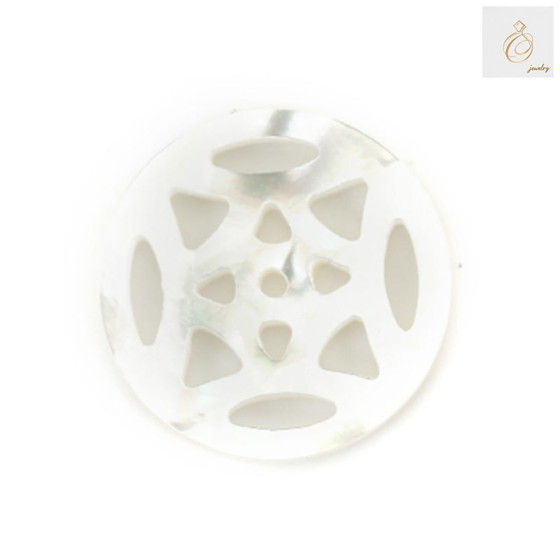 White mother of pearl shell hollow bead with openwork design, 12mm diameter, premium jewelry making supply